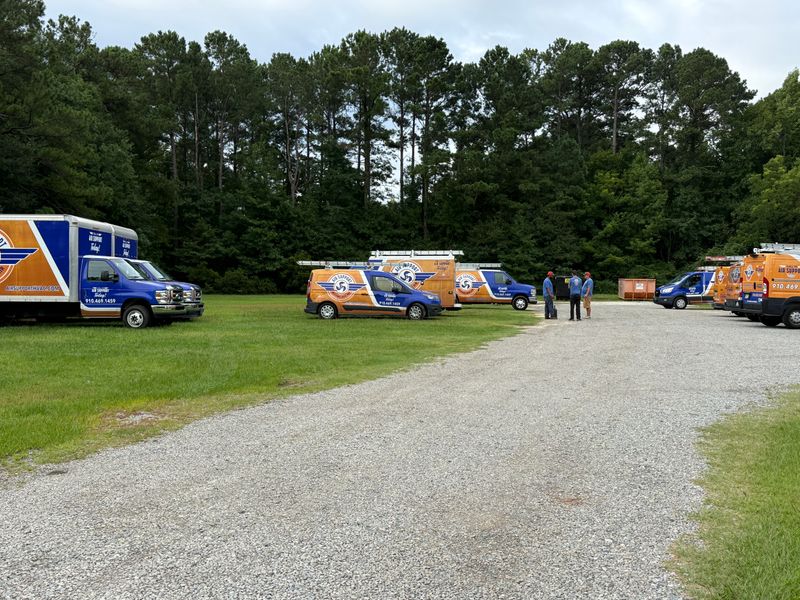Air Support Heating and Air full fleet of seven branded service vans and trucks